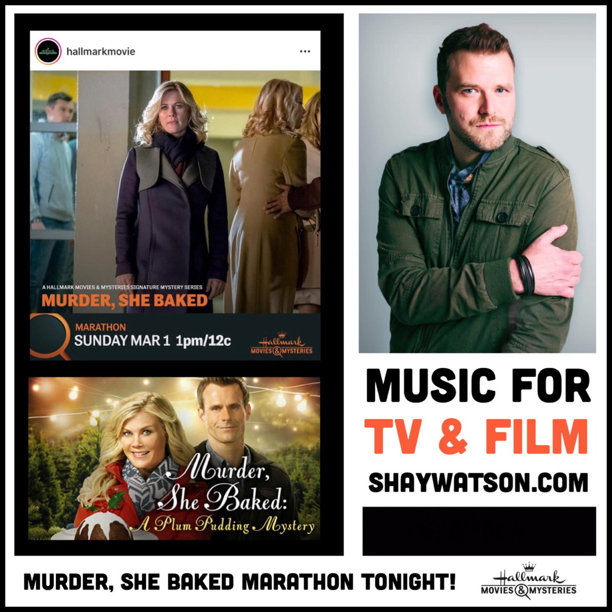 shaywatsonmusic's tweet photo. Marathon tonight!
-
-
-
-
#Hallmark #hallmarkmovies #murdershebakedseries #murdershebaked #murdershaybaked #shaywatson #musicfortvandfilm #tvmusic #LA #Nashville https://t.co/3c7UvKAozu