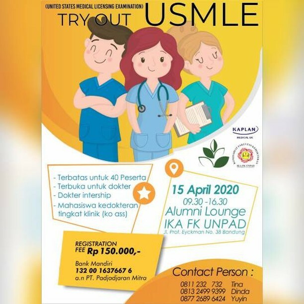 parameterID's tweet image. Kesempatan bagi para dokter Indonesia untuk mengikuti medical residency serta berkarir di Amerika Serikat melalui USMLE (United States Medical Licensing Examination)

Ikuti Try out/diagnostic test USMLE dan dapatkan informasi lainnya serta tanya jawab se… ift.tt/2TbTeKu