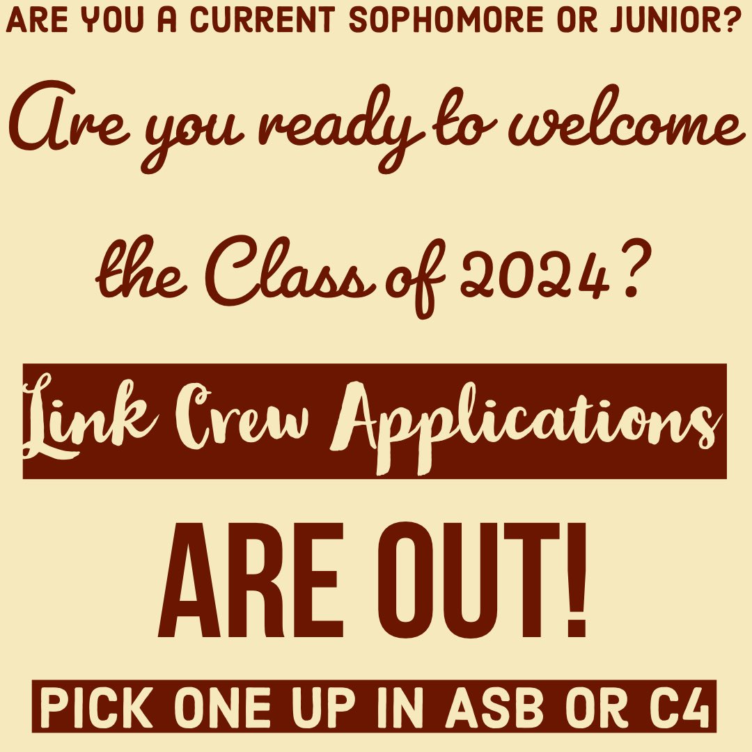 WCHSlinkcrew's tweet photo. Link Crew Applications are due This Friday! https://t.co/2eTugYVPjW