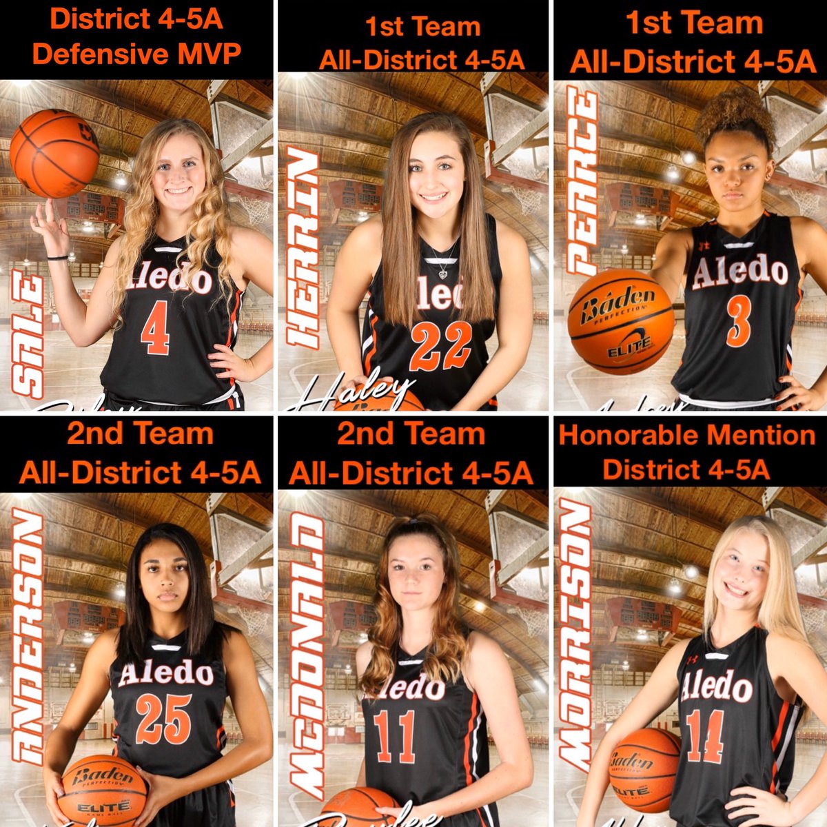 AledoLadyBBall's tweet image. Congratulations  to these Ladycats on District honors!

🏀Riley Sale - Defensive MVP
🏀Audrey Pearce - 1st Team All-District 
🏀Haley Herrin - 1st Team All-District
🏀Kylie Anderson-2nd Team All-District
🏀Raylee McDonald-2nd Team All-District
🏀Abby Morrison - Honorable Mention