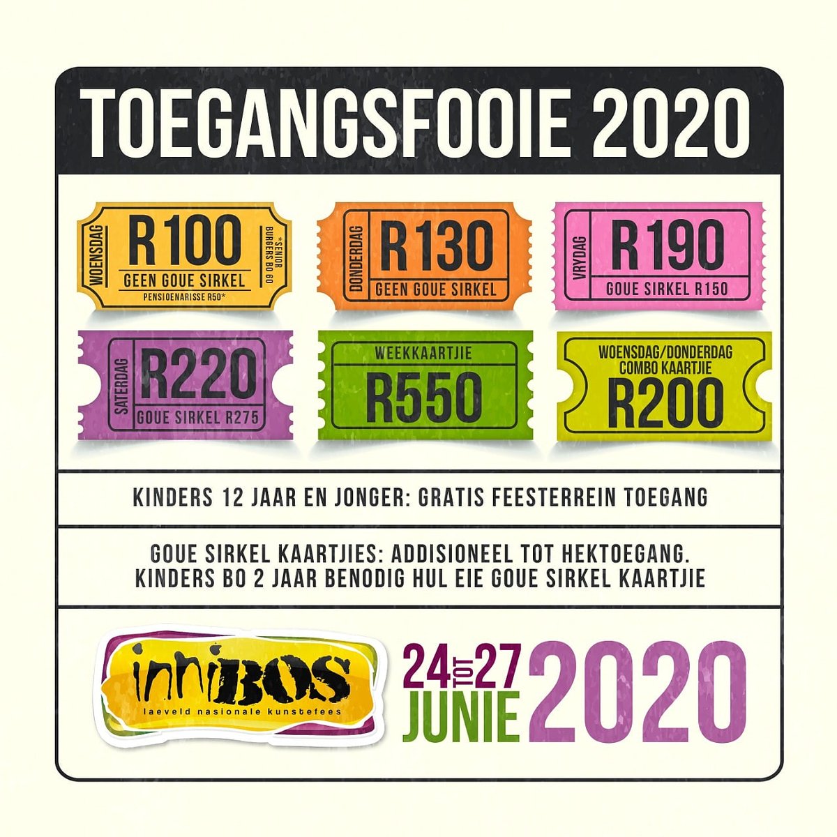 Innibosfees's tweet photo. Feesterrein en Goue sirkel kaartjies vir die #standardbankinnibos2020 open vandag by @Computicket https://t.co/eMMSclT0K4