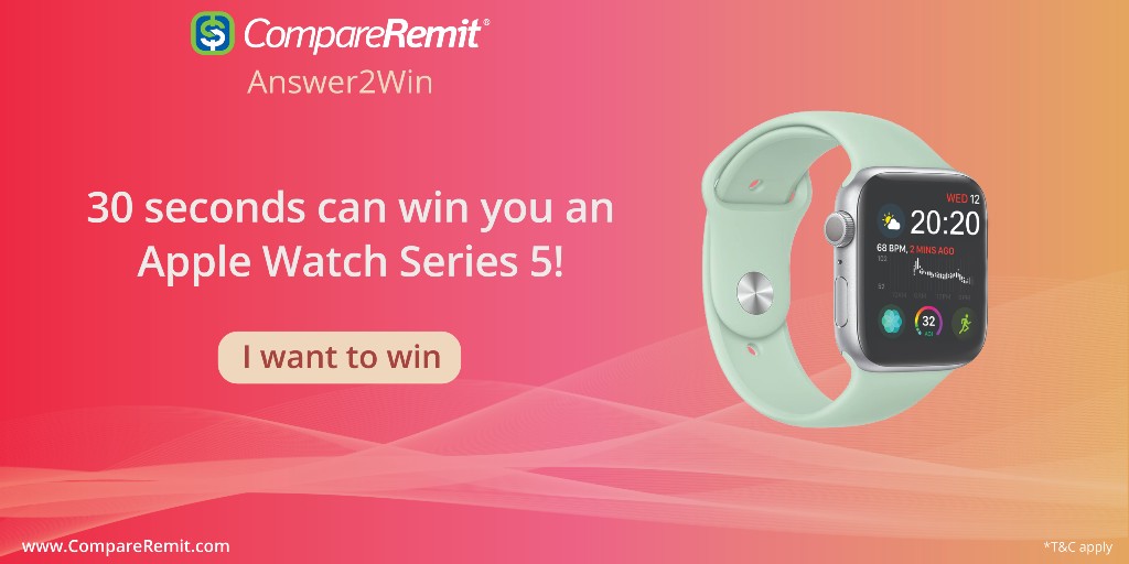 CompareRemit's tweet photo. Our #Answer2Win #giveaway is ending today! Click, answer, and get the chance to win!!
Hurry! Answer now: https://t.co/xOXA1JczLc
#CompareRemit #applewatch #applewatchgiveaway #remittance #money #moneytransfer #comparisonportal #share #follow #like #retweet #contest https://t.co/bNrmBz7Ef1
