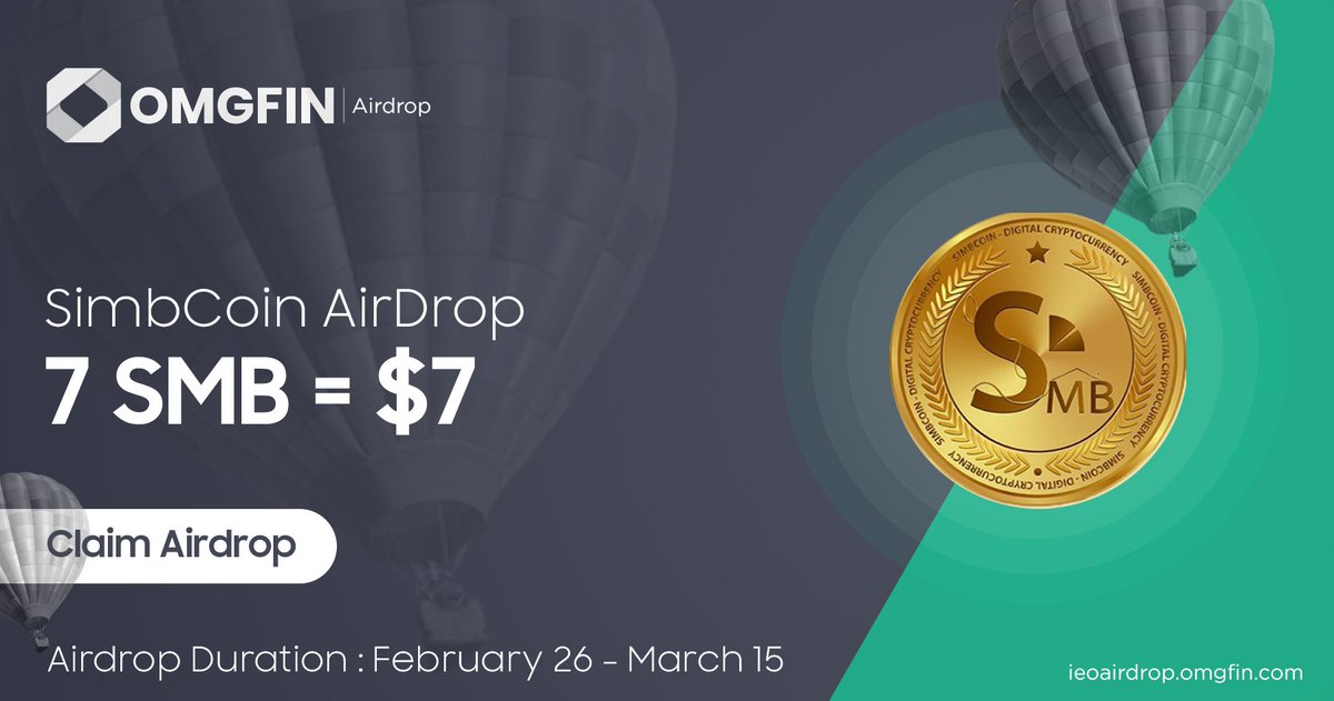 omgfin's tweet image. Simbcoin #Airdrop Listed.
---
-&amp;gt;SIMBCOIN A global investment trading cryptocurrency is the platform

-&amp;gt;SimbCoin is airdropping 7 SMB tokens to all airdrop particpants.
     
Claim your airdrop: ieoairdrop.omgfin.com

@SimbCoin #simbcoin #crypto #cryptocurrency #bitcoin #btc