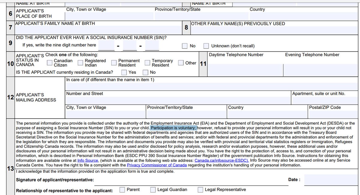 Your Social Insurance Number is a voluntary agreement, it even states this in the forms in section 13