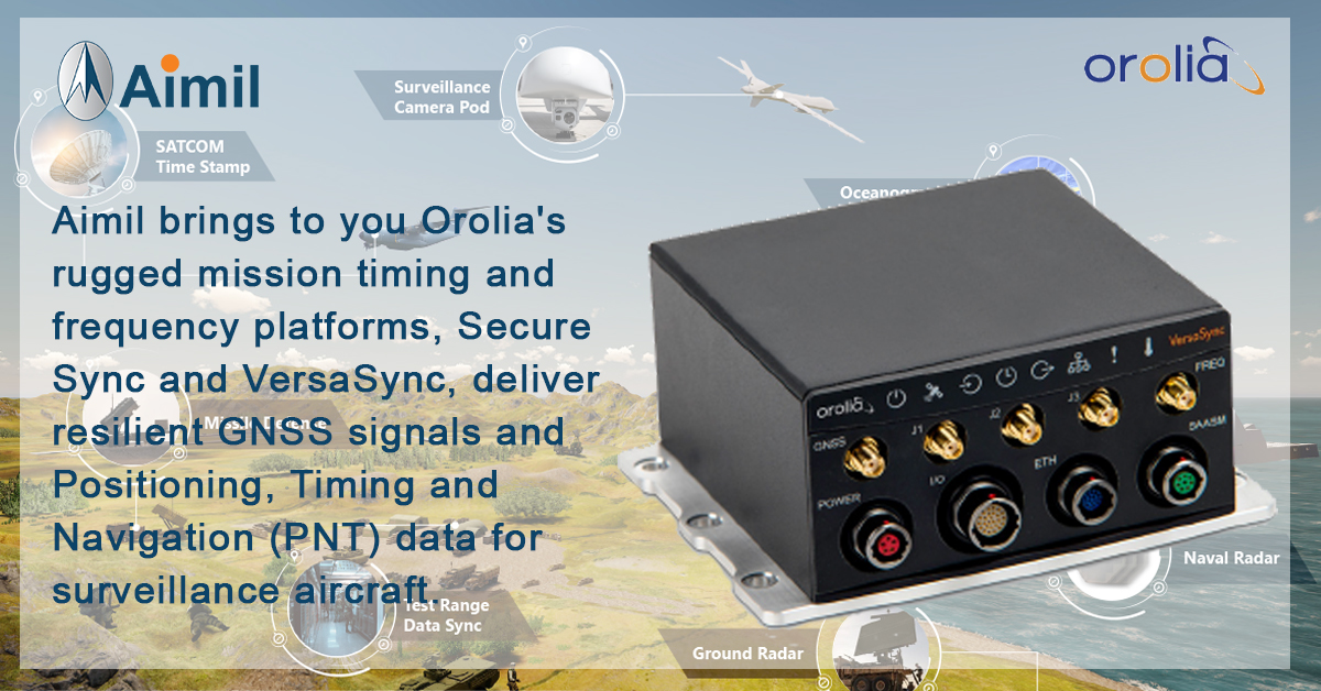 AimilLtd's tweet photo. Aimil brings to you orolia’s rugged mission timing and frequency platforms, secure sync and VersaSync, deliver resilient GNSS signals and Positioning, Timing and Navigation (PNT) data for Surveillance aircraft
https://t.co/GHWBoMaSu4
#OROLIA #VersaSync #GPS #Frequency @OroliaPNT https://t.co/Jj5DixvZLl