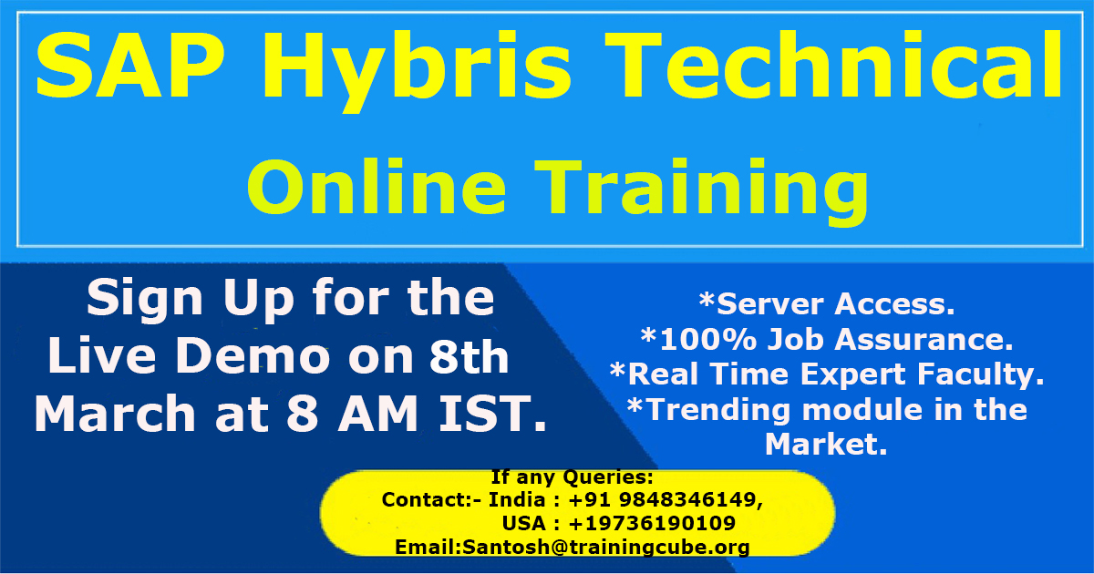 Job oriented Online Training for #SAPHybriseCommerce Technical with hands on experience of real time expert faculty and server access.
Interested people Register Here: goo.gl/qCXxcb
trainingcube.org/courses/sap/sa…