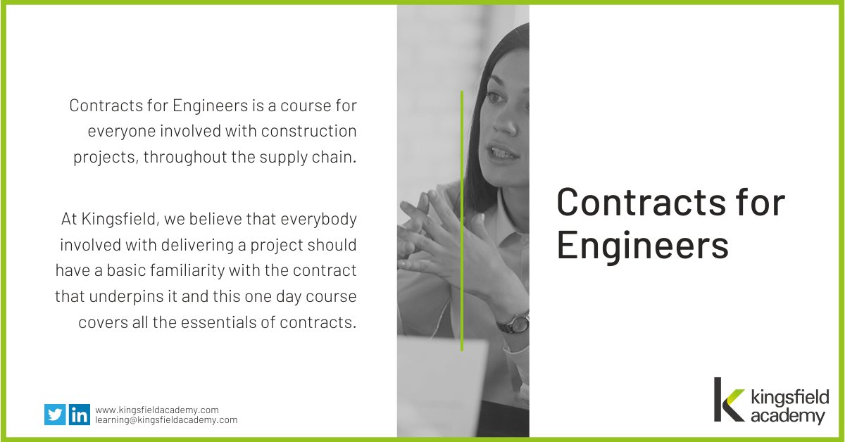 Kingsfield_UK's tweet photo. Spaces are still available on Kingsfield Academy 'Contracts for Engineers' public course taking place on 25 March in Birmingham. Further information can be found here: https://t.co/Y4ewLvFMyr
#kingsfieldacademy #EPC #contracting #engineers #training #construction #birmingham https://t.co/yZucGBC3q6