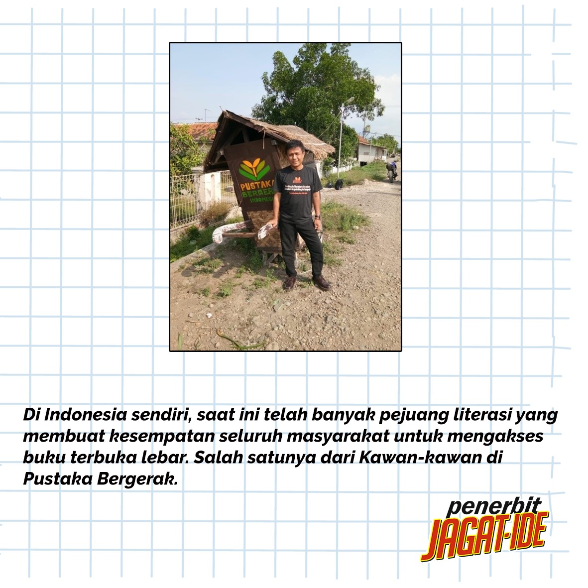 jagatide's tweet photo. Rapor Indonesia dalam hal membaca di kancah dunia masih rendah. Beruntungnya saat ini  telah banyak pejuang literasi yang membuat akses untuk mendapatkan bahan bacaan bagi warga daerah terbuka. https://t.co/PWlZBrfqoy