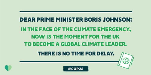 TheCCoalition's tweet photo. Dear @BorisJohnson - before we host the world at #COP26, the UK must get its own house in order and be on track to reach net zero as soon as possible. Today we launch our #GlasgowActionPlan. Let’s get on with it 💪https://t.co/xeg8oxtN9K #TheTimeIsNow https://t.co/uIOeBfXhnF
