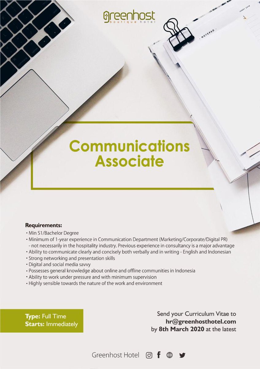 Are you the one we are looking for? Send your impressive CV and we are looking forward to seeing you here!
@Lowongan_Jogja @lokerjog @mitraloker 
#infoloker #lokerjogja #lowkerjogja