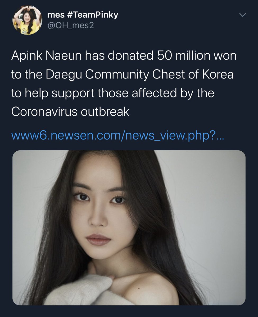 naeun donated to help support the affected people of covid19 