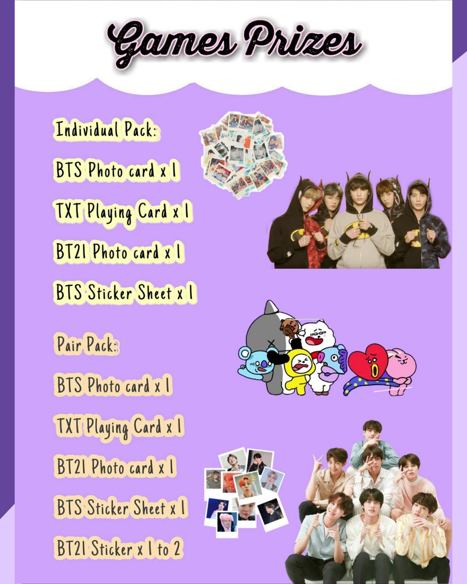 List of game prizes for our upcoming event 💖 Prizes are packed into our decorated envelopes to be given out 😍 Read the game poster for more details ☺️ Each envelopes contain different designs of freebies 🎊 Make sure to get them all! ✨
