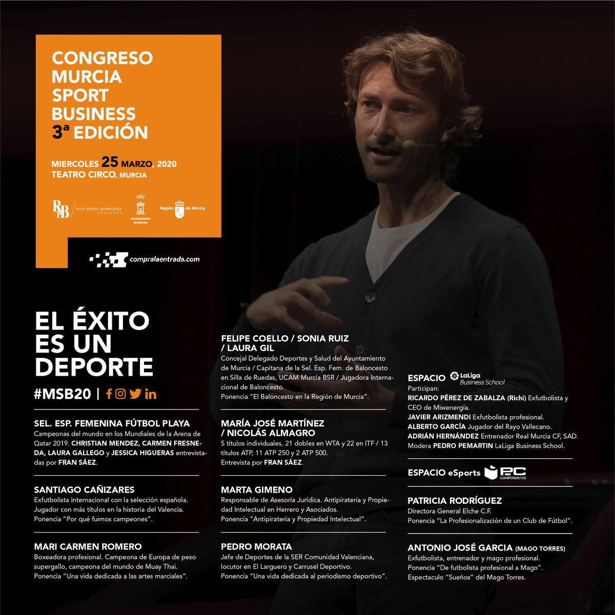 CentroSocialUMU's tweet photo. ⚠️ Promoción @umu para participar en el mayor congreso de gestión deportiva @MurciaSPORT_B ⚠️
Accede a https://t.co/la1OxYfZUR y compra tu entrada por solo 10 euros 😱😍💪
Un cartel de lujo, con los deportivas y profesionales más influyentes del panorama nacional 🔝
#MSB2020 https://t.co/lAKt20LEYB