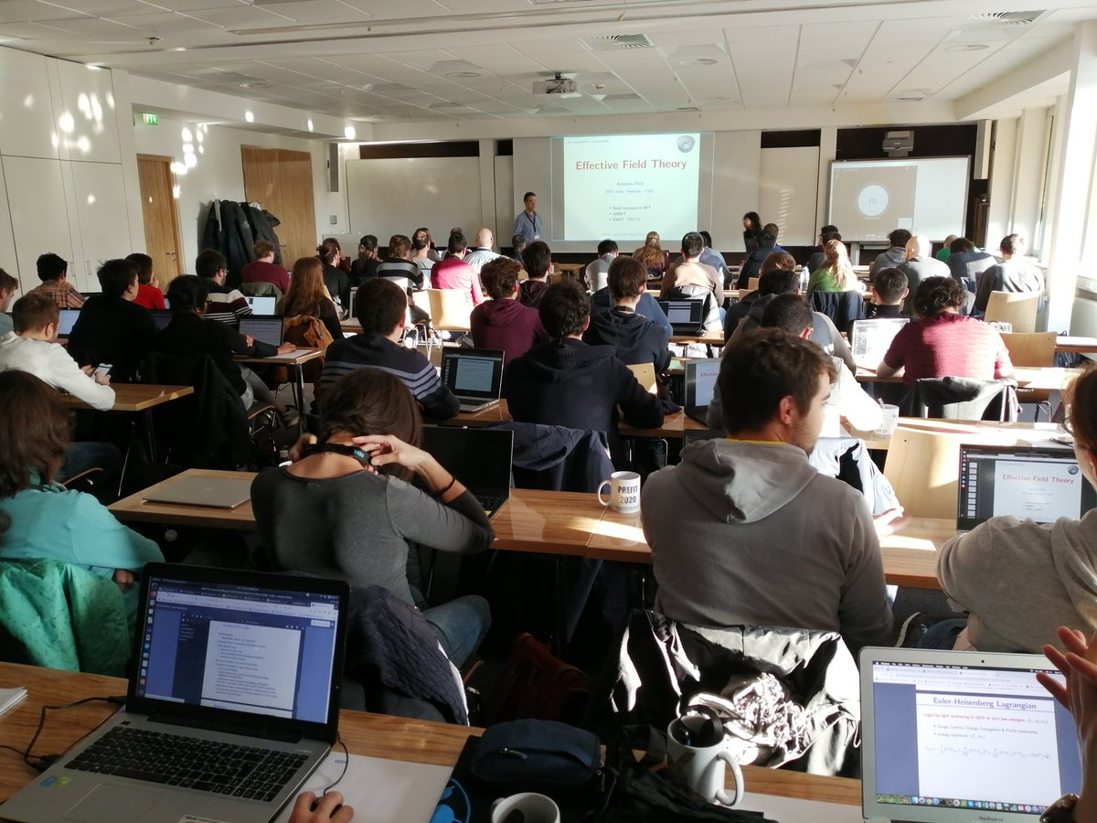 PARTICLEFACE's tweet photo. Full room at the start of the PREFIT20 School at @desy, with Toni Pich (@IFICorpuscular) as first lecturer. A joint school on PRecision Effective FIeld Theories organized by the @COSTprogramme Actions #VBSCAN https://t.co/uR3Xq50swd and @PARTICLEFACE https://t.co/ynXaS741GU https://t.co/4estlIltAr