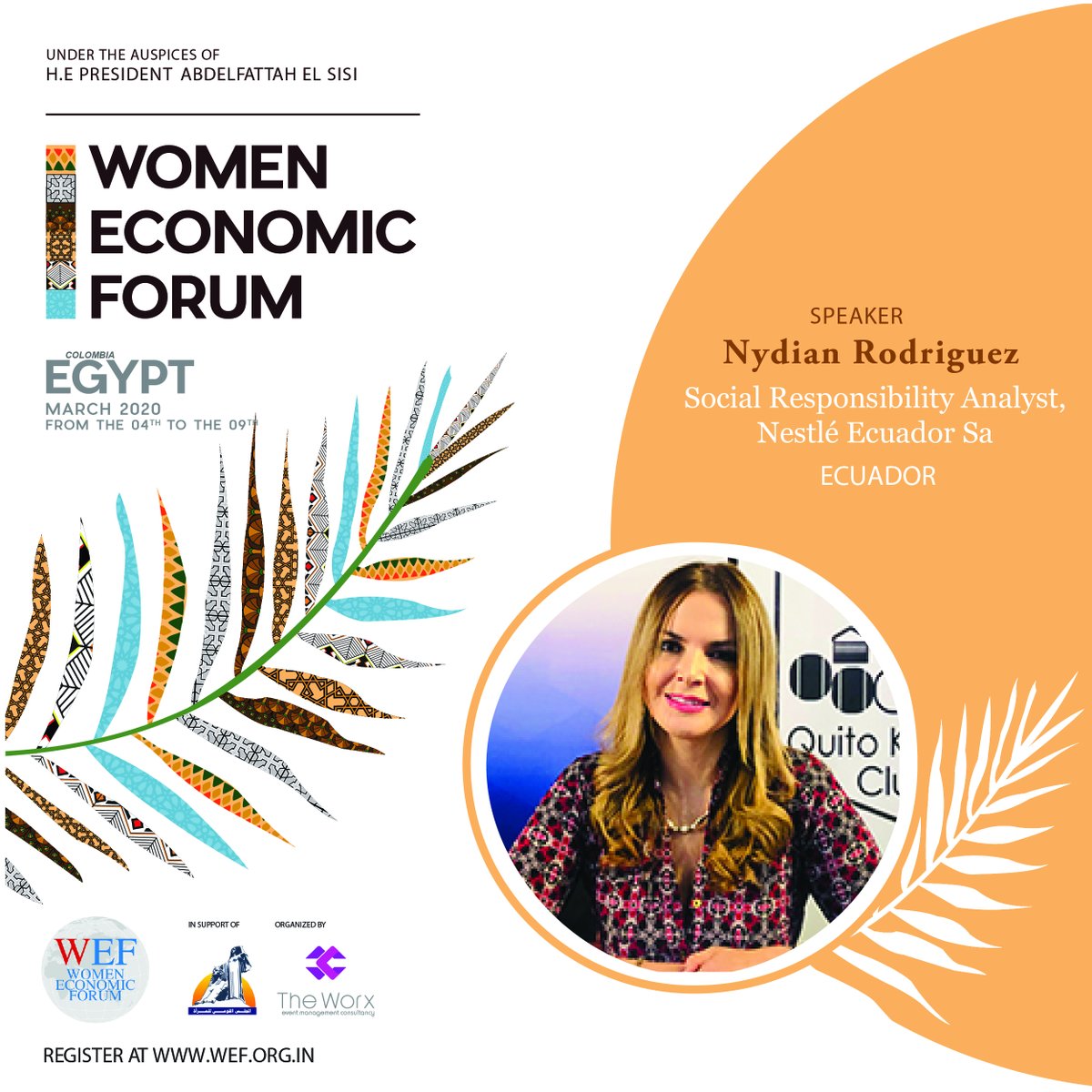 WomenEcoForum's tweet photo. Join us to meet Social Responsibility Analyst, Nestlé Ecuador Sa, Nydian Rodriguez from Ecuador at the ANNUAL WEF 2020 from 4th – 9th March in Egypt.
#WEF #ANNUALWEF #WEFEGYPT #WEF2020
#WOMENECONOMICFORUM #MISSIONMILLION2022
@million_india
@harbeenarora
@VinayRai https://t.co/WKRIV9YaGq