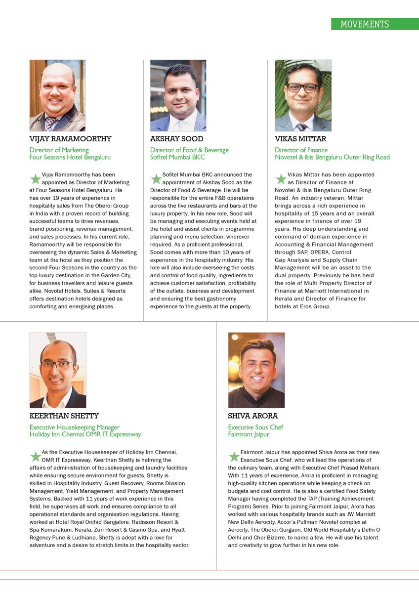 New appointments in the industry..
 
#FHRAI