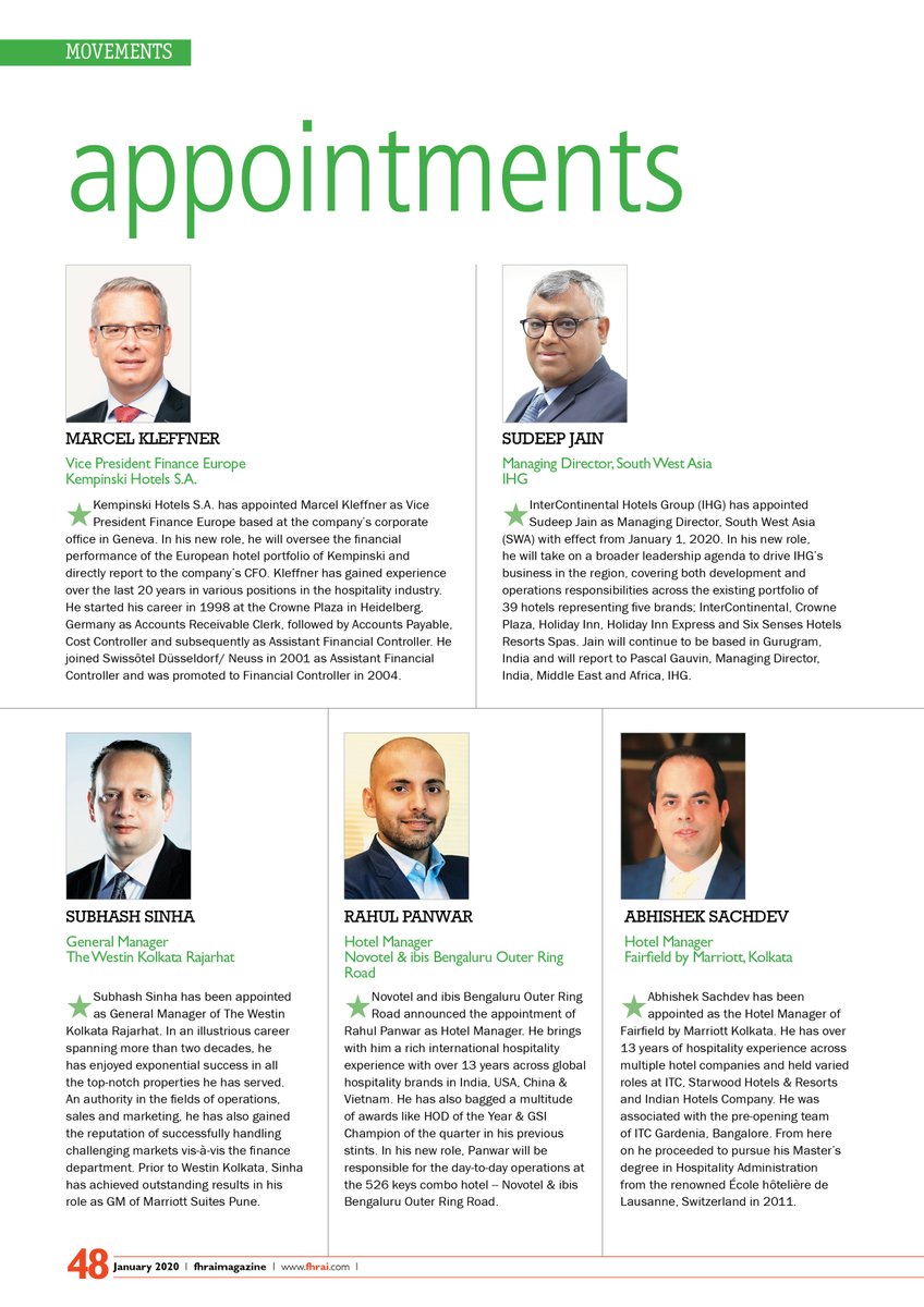 FhraiMagazine's tweet photo. New appointments in the industry..
 
#FHRAI https://t.co/GFD6jwavp7