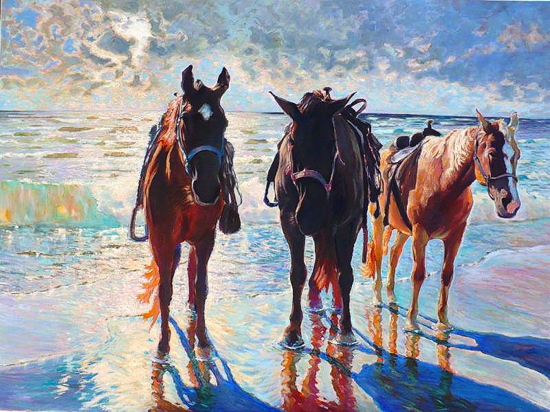 HT_Grill's tweet image. ⁞⁝✦⁞⁚𖣊⁚⁞✦⁝⁞  Happy Birthday @francisazzopardi | Thank you for setting up your beautiful paintings ~ Love seeing you around Redondo Beach. Hope you had a great birthday! ☙𒁯➶⋆😍⋆➶𒁯❧ #HTGrill #IrishForAll || 🖌️🎨 "3 Horses, Ocean Shores" azzopardi.pics