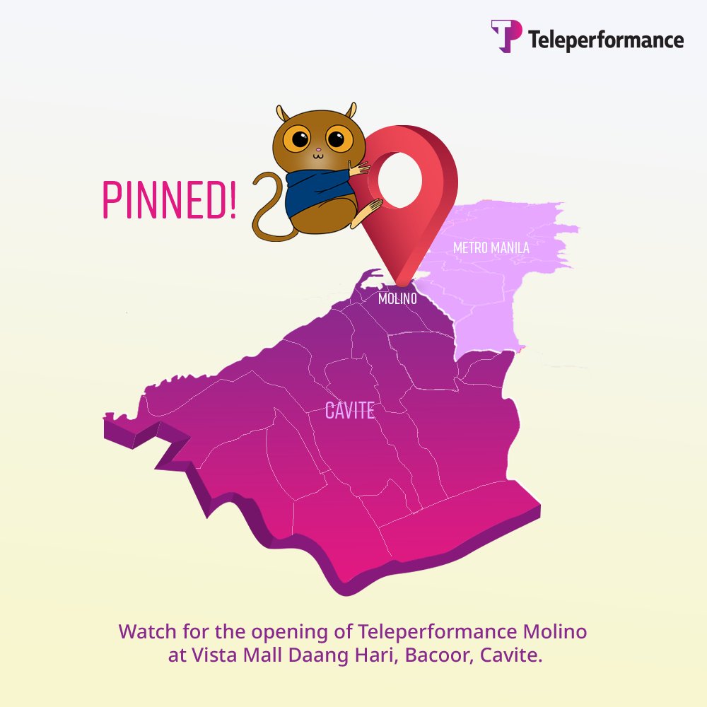 TP_Philippines's tweet photo. Watch for the opening of Teleperformance Molino at Vista Mall Daang Hari, Bacoor Cavite. https://t.co/CVicVNe4pf