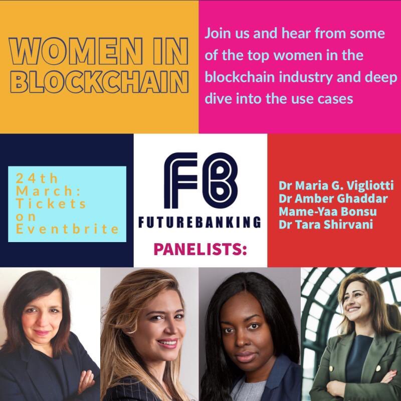 Tara_Shi's tweet photo. International Women’s Day is quickly arriving &amp; I’m excited to join @Barclays for an all-female “Women in Blockchain” panel. Are things changing?? Is 2020 the turning point? Or all good marketing? Join me to discuss! @PersianWIT @womenoffuture @FuturebankingUK @EBRD #fintech https://t.co/1GlVfj1LcM