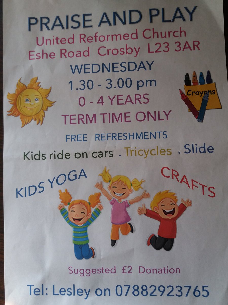 Praise and Play. Wednesday term time only.1.30pm-3pm. 0-4 years