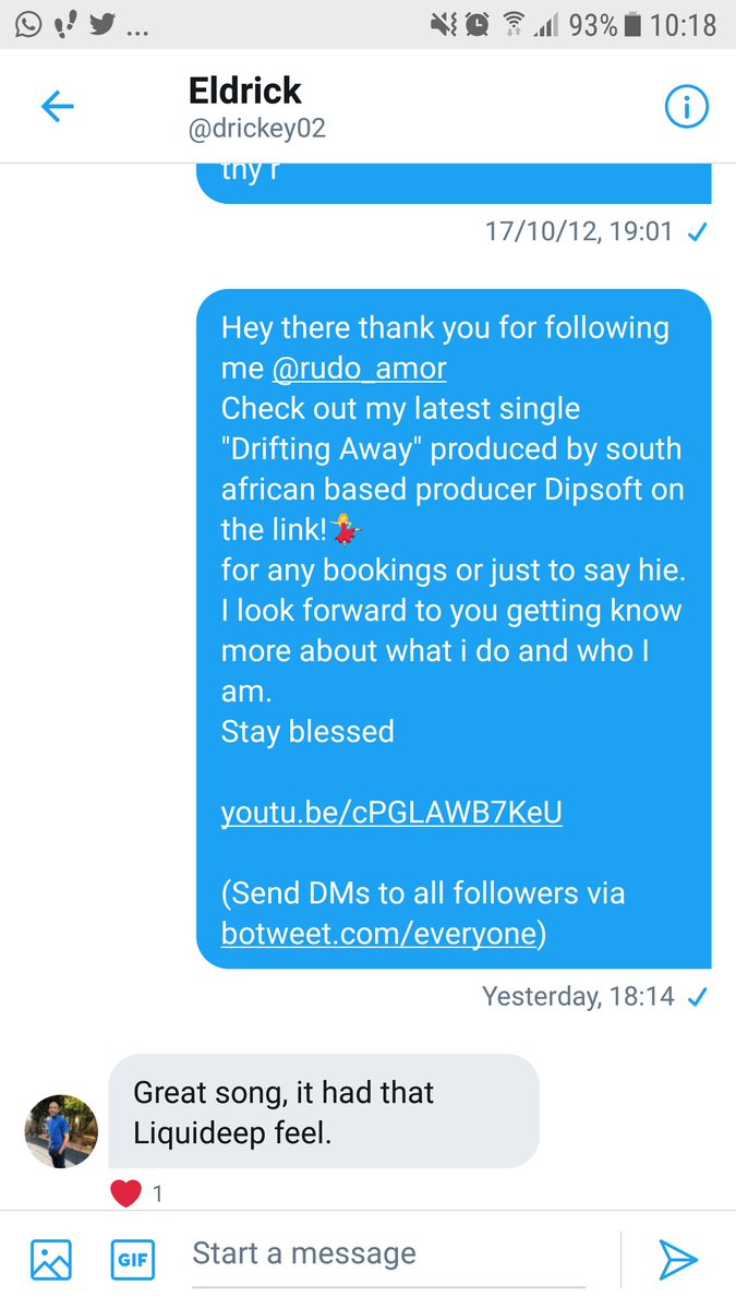rudoamormusic's tweet photo. Just so excited by the reaction n feedback I'm getting for my single "Drifting Away" produced by @dipsoftmusic so thought I would show my appreciation by posting a comment from my Twitter family @drickey02 thank you for the high praise! #liquiddeep #MondayMotivation https://t.co/PHJEsufBUi