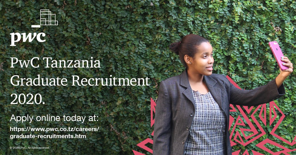 pwc_tz's tweet photo. Start your career with us! Apply to our graduate recruitment program at: https://t.co/WCGSyeYLJR #PwC #Tanzania #Vacancy #Recruitment #GraduateRecruitmentProgram #Employment #JobOpening #Jobs https://t.co/axFkJpOAU6