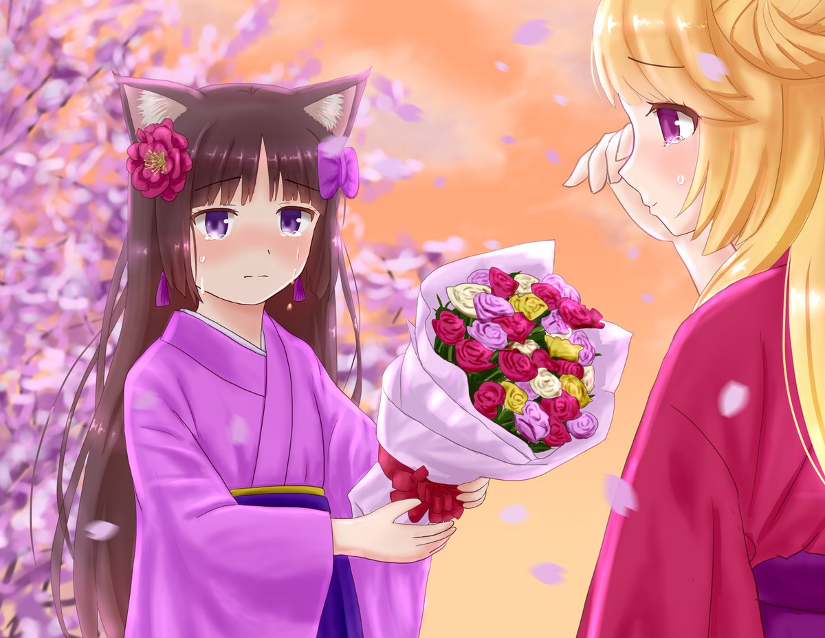 卒業 春 をテーマに描きました イラスト 卒業 猫耳 ケモミミ いろはのイラスト