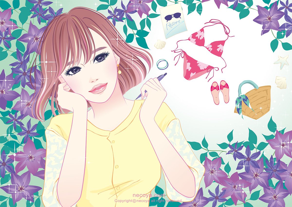 猫屋 Necoya En Twitter ワクワクする夏 Exciting Summer 猫屋 Necoya Illustration お嬢様イラスト