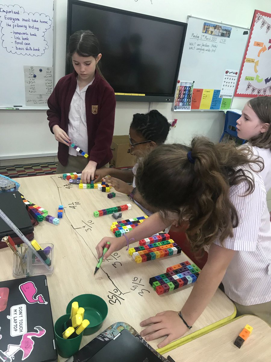VHPS_Events's tweet photo. Miss Hayley helped the @VHPS_Year5 children understand ordering mixed number and improper fractions today using the multi link cubes! #thinkoutsidethebox #practicallearning #VHPSMaths #VHPSLearns https://t.co/c2GZ6KZt1A