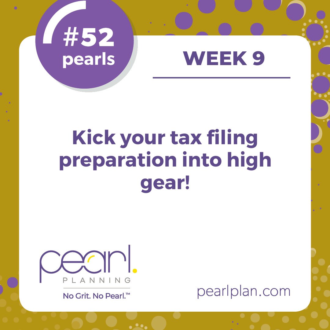 MelissaJoyCFP's tweet photo. #52Pearls Week 9: If you haven't filed your taxes, now is the time to get organized and form a plan of action. Gather statements, make lists, and move early to ensure low stress near April 15th. #52FinancialPearls #Tax #Organize #NoGritNoPearl https://t.co/JD8EtlzQVk