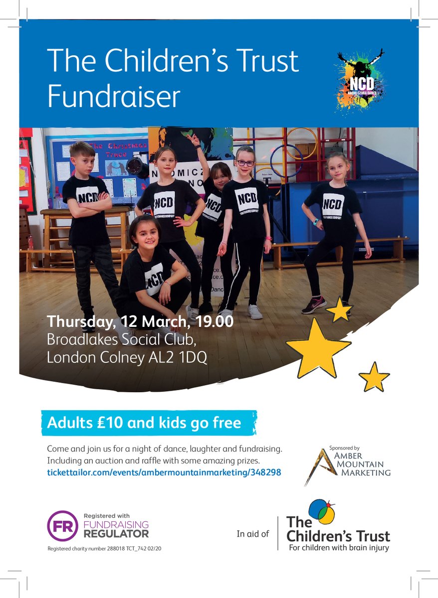TctheF's tweet photo. On Thursday 12th March 2020 Amber Mountain Marketing and Naomi Czuba Dance are teaming up to raise money for The Children’s Trust. 

You can pre-order your tickets by clicking on the link below. 
https://t.co/GygvqZtFJV

#childrenstrust #charity #fundraising #music #familyfun https://t.co/m33beJM1ss
