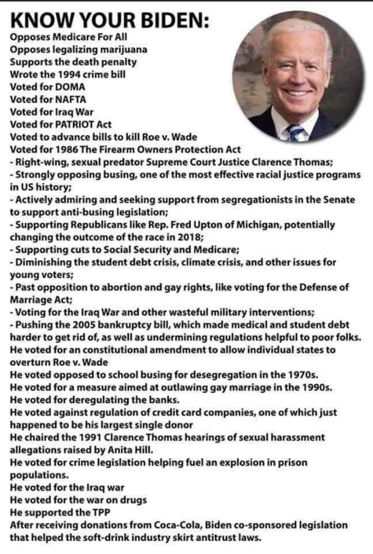 giizhigokwe01's tweet photo. @DWStweets Joe Biden is a Republican/DEM two sides of the same coin. #AnitaHill #BernieSanders2020 #JoeToBernie WE DON'T WANT TO LIVE IN ECONOMIC SLAVERY SLAVE! https://t.co/gsoGnws6fA