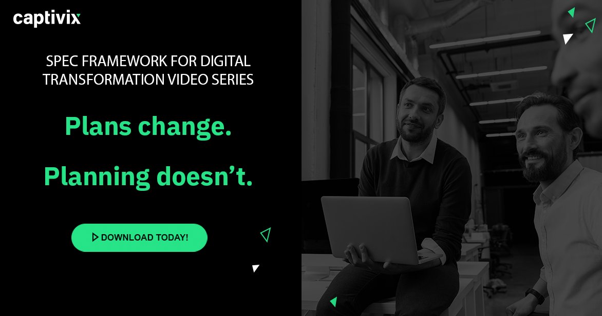 captivix's tweet photo. Plans will always change when you have a full-blown #DigitalTransformation initiative in place - planning will not. Unpack what we mean when you watch video 3 from our 5-part series. #Captivix https://t.co/LfrX8MmNv7 https://t.co/rq11dHowpE