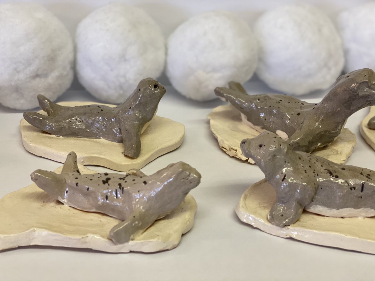 TheFirsSchool's tweet photo. Wow... Well done, Year 4! What super pottery work. These lovely animal figures will sit proudly next to our Arctic and Antarctica topic display. Thank you so much to Mrs Kay for helping us with this 🐧🐳☺️! https://t.co/SUYzTixUnf