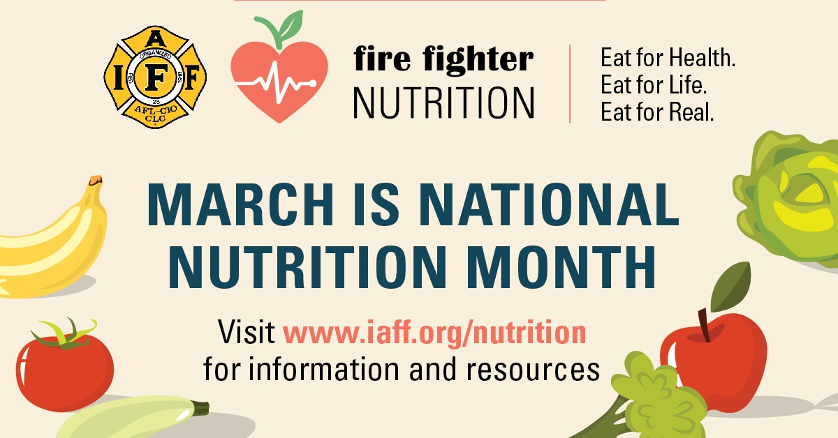 iaffwfi's tweet image. March is #NationalNutritionMonth! @IAFFNewsDesk  launched the new #firefighter nutrition campaign. We have great resources available, including a Fire Fighter Nutrition Guide, infographics and short training videos. Go to our website for more information. iaff.org/nutrition/