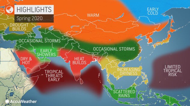 m_meteo's tweet photo. توقعات الموسمية من خبراء موقع accuweather وهي مبشرة بأمطار ربيعية مبكرة على شرق وشمال الجزيرة العربية في المقابل نشاط مبكر أيضاً للحالات المدارية في بحر العرب ونمط تحركها يشابه الأعوام الماضية للغرب والشمال الغربي والله تعالى اعلم https://t.co/Gel4ME0Zkw