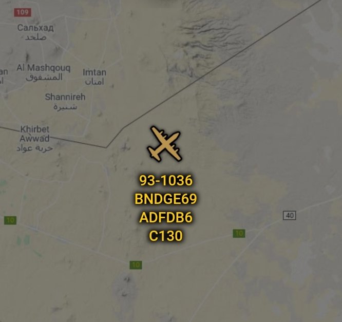is_keelu's tweet photo. USAF
Lockheed C-130H Hercules 
Spotted over #Jordan 

#BNDGE69 93-1036 #ADFDB6 https://t.co/iXFGATVtSX