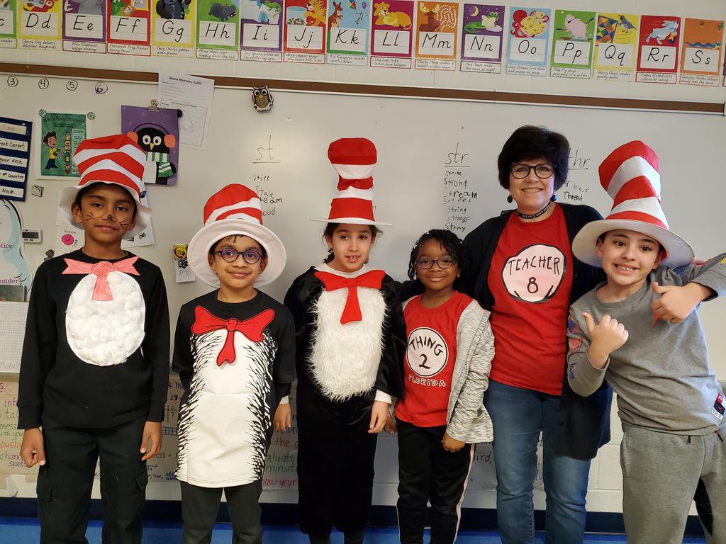 MomentsRm's tweet photo. Celebrating Dr. Seuss' birthday in costume. #rlc20 @RLCPrincipal https://t.co/8oUk0gMX11