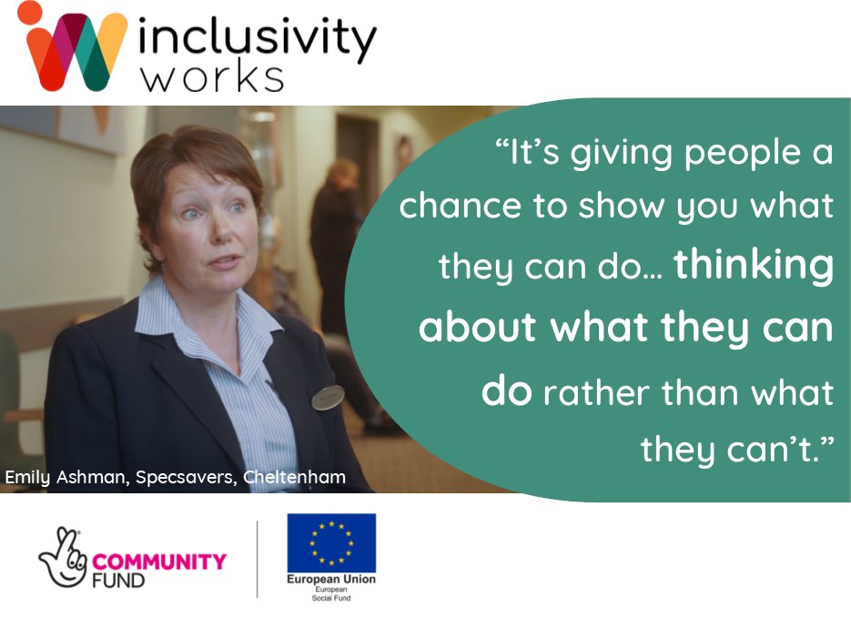 Emily Ashman from <a href="/Specsavers/">Specsavers</a> in Cheltenham shares her thoughts about being more inclusive in the workplace. They have employed a number of GEM's who were previously struggling to find work. #inclusion #employers #InclusivityWorks #TNLComFundESF