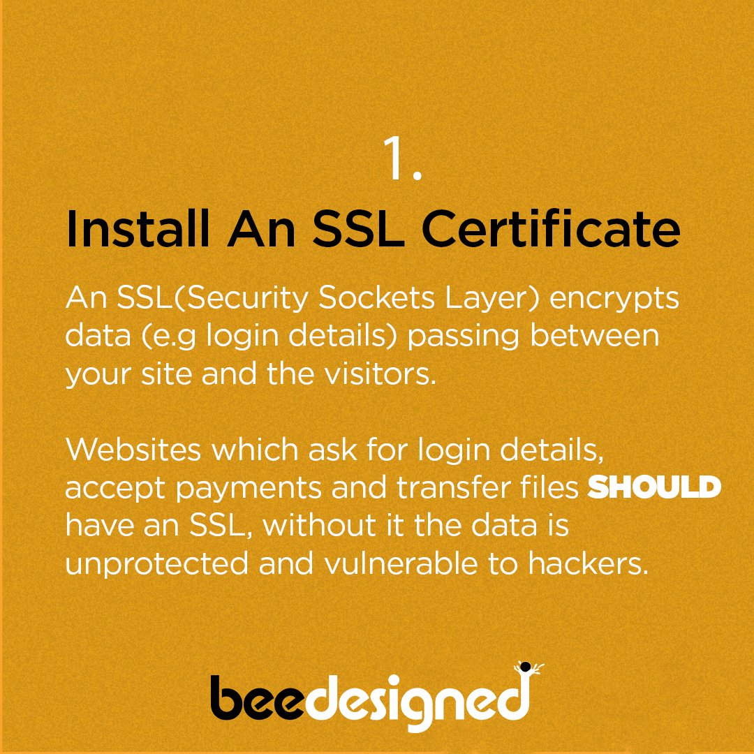beedesigned_stu's tweet image. At Beedesigned, we are passionate about creating an enjoyable experience on the web and we care so much about the security of your website visitors when they visit your digital home.
We compiled a list of tips to help you ensure that their safety is guaranteed.
#WebSecurityTips