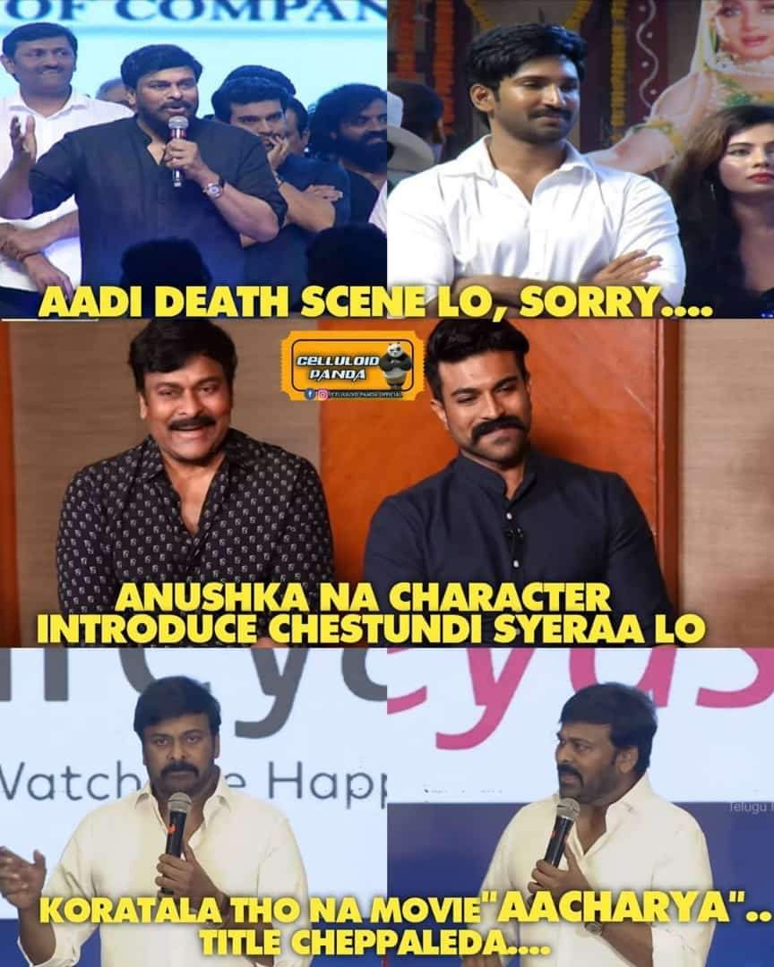 _Virajvijay's tweet photo. Appatlo suchi leaks... Eppudu chiru leaks... 😷 
#Chiranjeevi annaya anni cheppestadu #Rangastalam #SyeeRaa #Acharya 
Enaki agav ventane cheppestadu 😂 https://t.co/lWCHdPvzz4