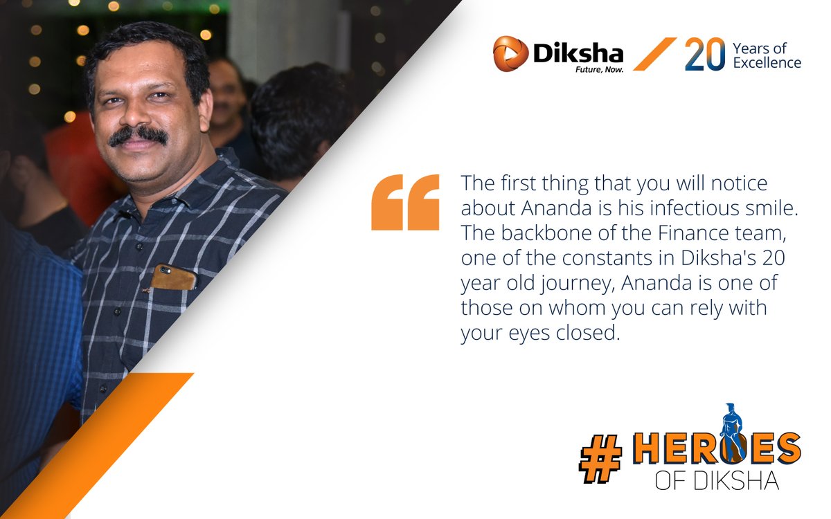 DikshaTech's tweet photo. Ananda's dedication and hard work inspire awe. His diligence and sincerity towards his work have set a benchmark for the rest of the workforce. He never says no and that's what makes him a true #DikshaHero 
#20YearsOfExcellence #success2020 #Diksha20in20 #JourneytoGrowth https://t.co/qOosaVpgP5