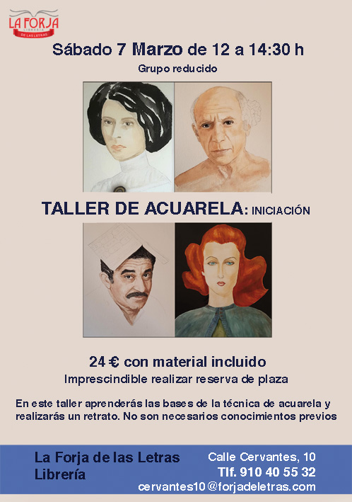 Barriolasletras's tweet photo. En La @forjadeletras  (calle Cervantes, 10) coincidiendo con el #MercadodelasRanas del sábado 7 de marzo, contarán con un taller Iniciación a la Acuarela de 12 a 14:30h.  En este taller aprenderás las bases de la técnica de acuarela y realizarás un retrato. No son necesarios https://t.co/GPZXuo9DlB
