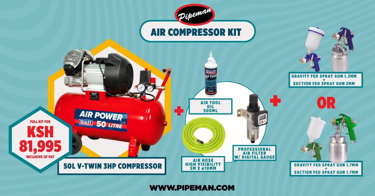 PipeManLtd's tweet photo. Special Deal: Air Compressor Kit. Now @ Sh. 81,995.00
To shop: https://t.co/an1HWJl6cV
#MondayMorning Nairobi #SpecialDeals Lenana School #Kenya #mondaythoughts https://t.co/VWqACHkcqD
