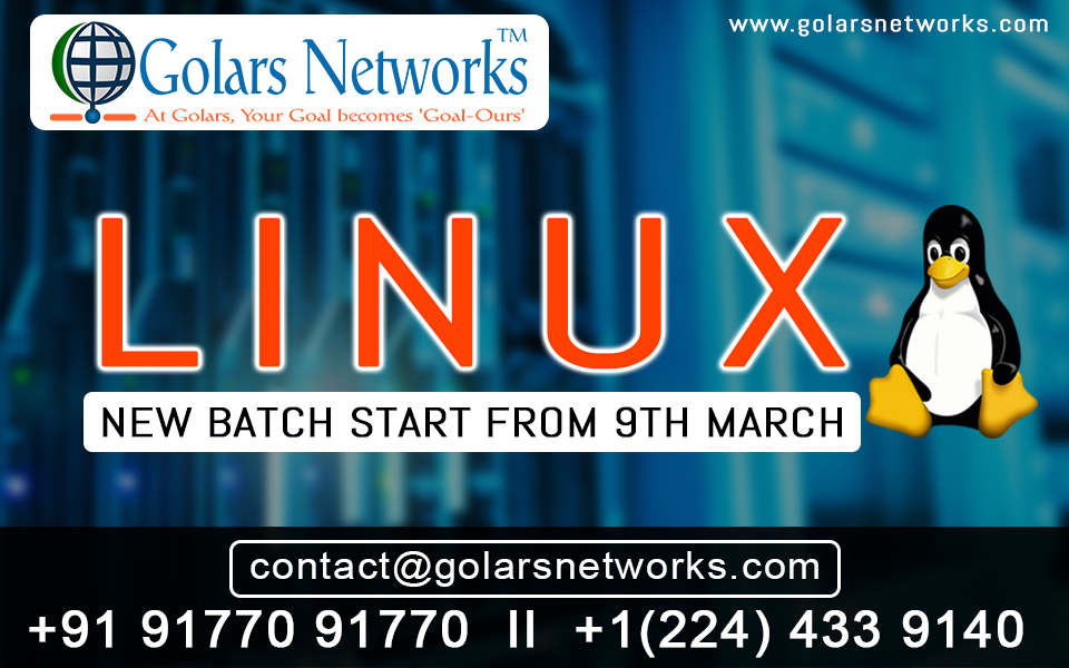 GolarsNetworks's tweet photo. LINUX - New Batch Start From 9th March 2020

For More Details Please Visit: #405 4th Floor, HUDA Maitrivanam Building, Ameerpet, Hyderabad-500038

#9177091770

https://t.co/2GLFsCbEEV https://t.co/eSl0JbcoYp