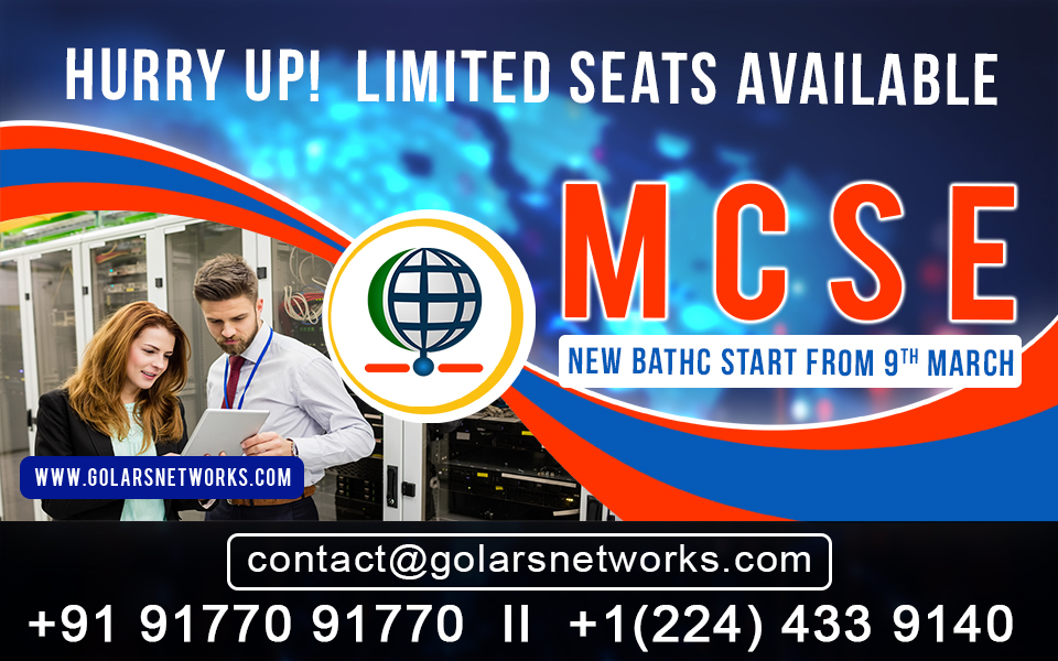 GolarsNetworks's tweet photo. MCSE - New Batch Start From 9th March 2020

For More Details Please Visit: #405 4th Floor, HUDA Maitrivanam Building, Ameerpet, Hyderabad-500038

#9177091770

https://t.co/2GLFsCbEEV https://t.co/FWpTZhwpVX