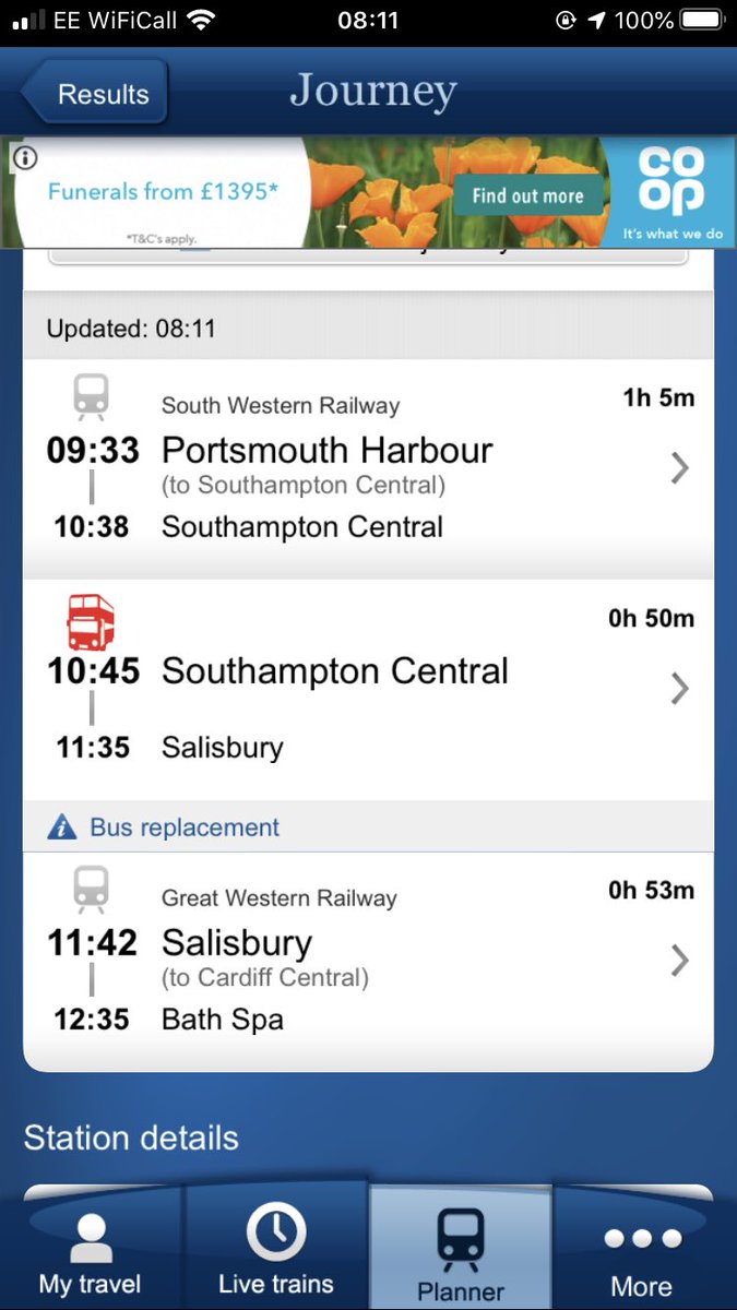 AmandaJaynee's tweet photo. @SW_Help I booked these tickets before I knew there were bus replacement. I have split tickets from Portsmouth to Romsey then Romsey to Bath Spa. Are they valid on this route? https://t.co/Fx1Nv95DKQ