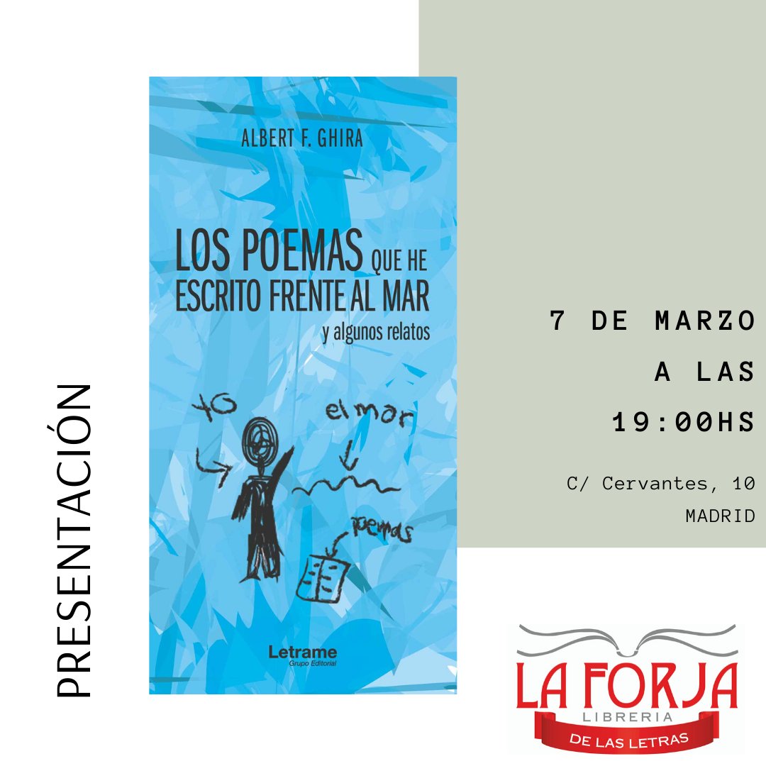 Barriolasletras's tweet photo. Y por la tarde a partir de las 19h en la @forjadeletras  tendrán la presentación del Poemario de  Albert F. Ghira. Es un joven rumano que nació en Pucioasa y   se crió en Playa Honda (Lanzarote). Actualmente vive en Madrid con su perro, su tortuga y sus amigos. "Los poemas que he https://t.co/8o9lYYKqAG