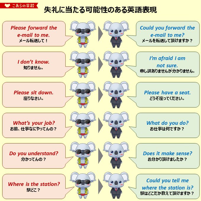 失礼に当たる可能性のある英語表現 